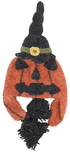 Trendy Apparel Shop Peruvian Handmade Halloween Jack O Lantern Knit Beanie Hat - Orange