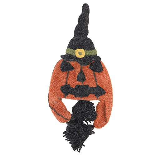 Trendy Apparel Shop Peruvian Handmade Halloween Jack O Lantern Knit Beanie Hat - Orange