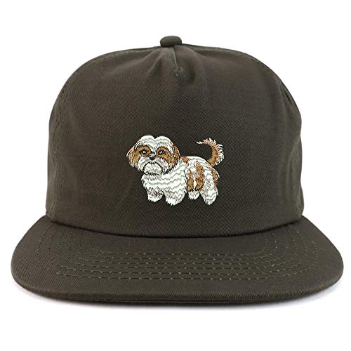 Trendy Apparel Shop Shih Tzu Unstructured Flatbill Snapback Cap