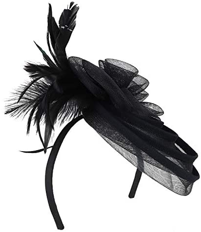 Trendy Apparel Shop Meshed Multi Hoops with Feather Flower Fascinator Headband