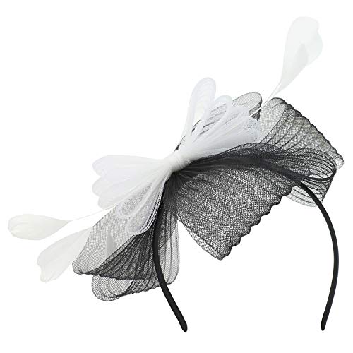 Trendy Apparel Shop Feather Meshed Bow Decorated CRIN Cocktail Fascinator
