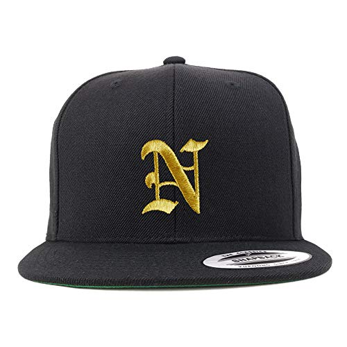 Trendy Apparel Shop Old English Gold N Embroidered Snapback Flatbill Baseball Cap