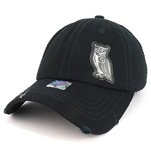 Trendy Apparel Shop Owl High Frequency Patch Frayed Women's Baseball Cap