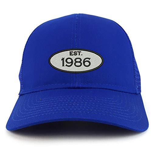 Trendy Apparel Shop Established 1986 Embroidered 35th Birthday High Profile High Profile Trucker Mesh Cap