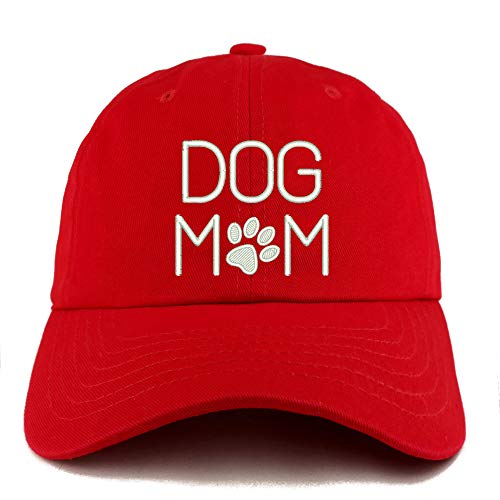 Trendy Apparel Shop Dog Mom with Paw Embroidered Low Profile Soft Cotton Dad Hat Cap