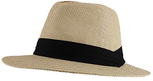 Trendy Apparel Shop Men's Paper Woven Flat Brim Summer Fedora Hat