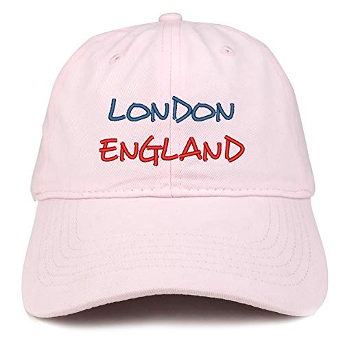 Trendy Apparel Shop London England Text Embroidered Soft Crown 100% Brushed Cotton Cap
