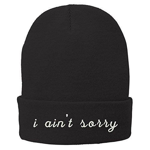 Trendy Apparel Shop Ain't Sorry Embroidered Winter Cuff Long Beanie