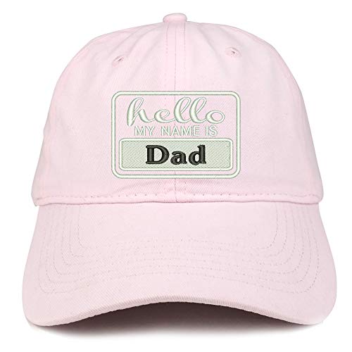 Trendy Apparel Shop Hello My Name is Dad Soft Crown 100% Brushed Cotton Cap