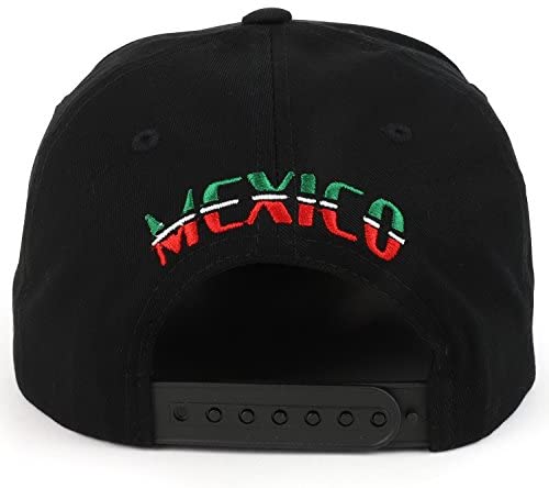 Trendy Apparel Shop Mexico Flag Outline Text Embroidered Flatbill Snapback Cap