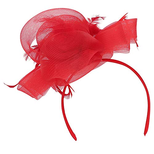 Trendy Apparel Shop Three Feathered Flowers Mesh Loop Fascinator Headband