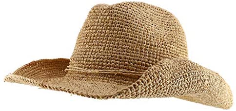 Trendy Apparel Shop Women's Raffia Straw Wired Brim Cowgirl Cowboy Hat - Natural