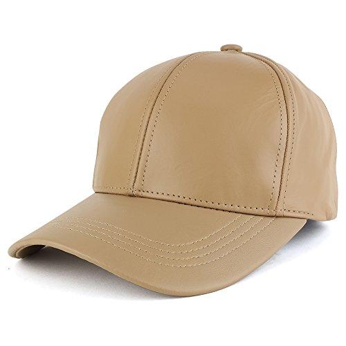 Trendy Apparel Shop Made in USA Leather Structured Plain Baseball Cap
