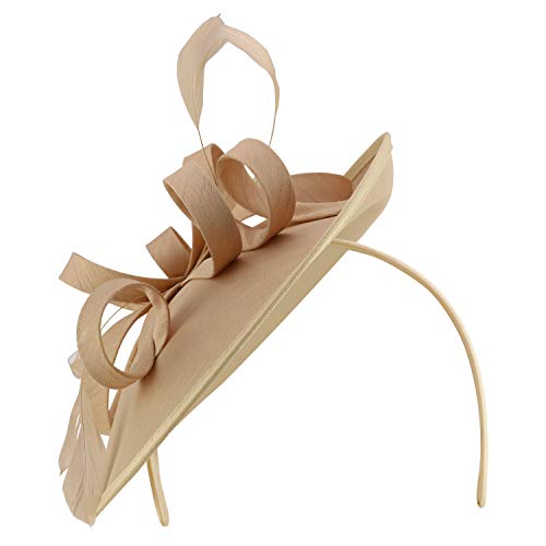 Trendy Apparel Shop Ladies Satin Fascinator with Feathers and Loop Bands