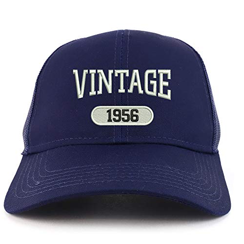 Trendy Apparel Shop Vintage 1956 Embroidered 65th Birthday High Profile High Profile Trucker Mesh Cap
