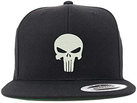 Trendy Apparel Shop Flexfit XXL Punisher Skull Embroidered Structured Flatbill Snapback Cap
