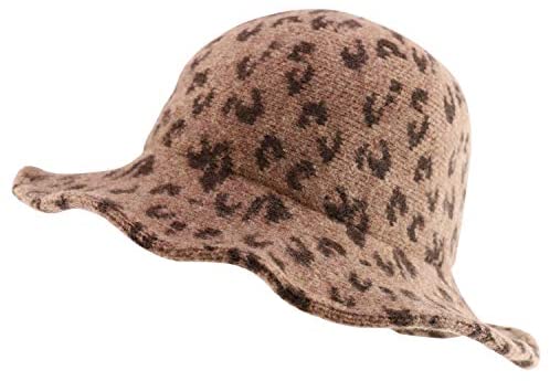 Trendy Apparel Shop Women's Leopard Printed Soft Wool Wired Brim Bucket Hat