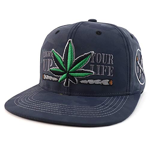 Trendy Apparel Shop Light Up Your Life Marijuana Weed Leaf Flatbill Snapback Cap