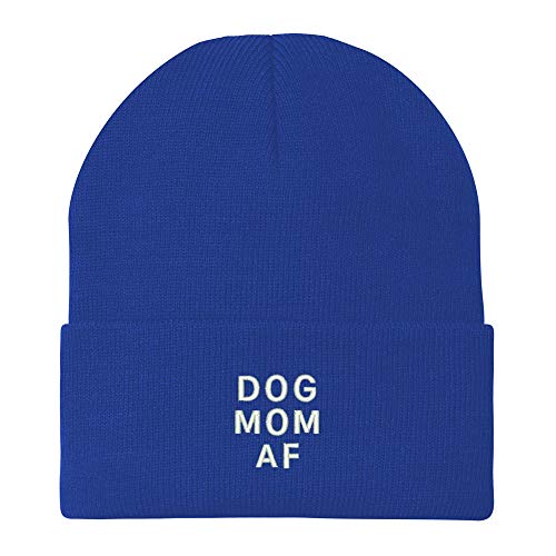 Trendy Apparel Shop Dog Mom AF Embroidered Winter Long Cuff Beanie