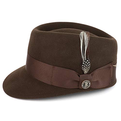 Trendy Apparel Shop Solid Color Feather Ribbon Grosgrain Band Wool Felt Bill Hat