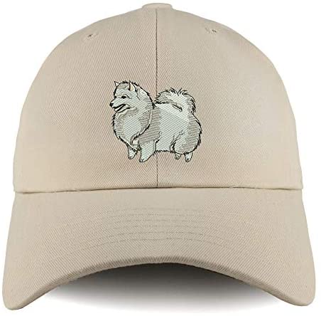 Trendy Apparel Shop Spitz Dog Embroidered Low Profile Soft Cotton Dad Hat Cap