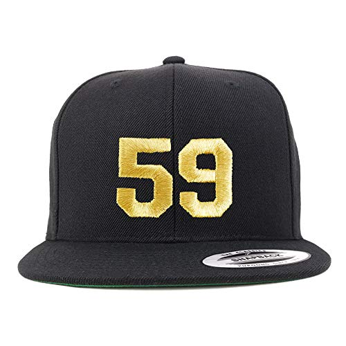 Trendy Apparel Shop Number 59 Gold Thread Flat Bill Snapback Baseball Cap