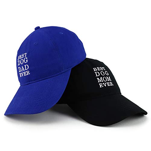 Trendy Apparel Shop Best Dog Mom and Dad Ever Soft Cotton Couple 2 Pc Cap Set
