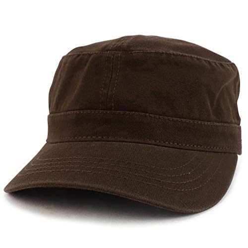 Trendy Apparel Shop Cotton Army Cap Military Flat Top Adjustable Baseball Cap