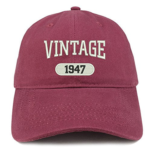 Trendy Apparel Shop Vintage 1947 Embroidered 74th Birthday Relaxed Fitting Cotton Cap