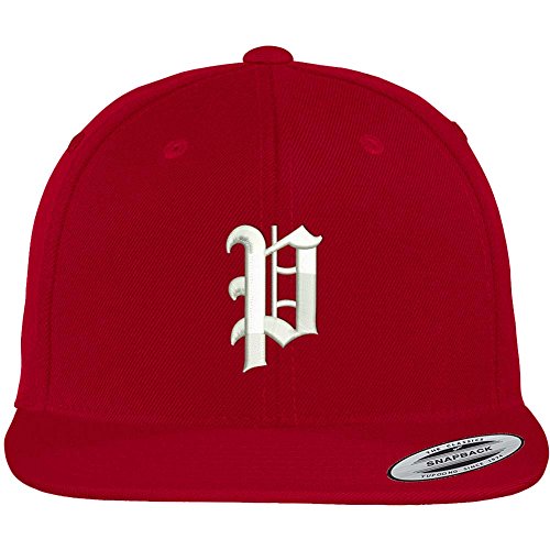 Trendy Apparel Shop Old English P Embroidered Flat Bill Snapback Cap