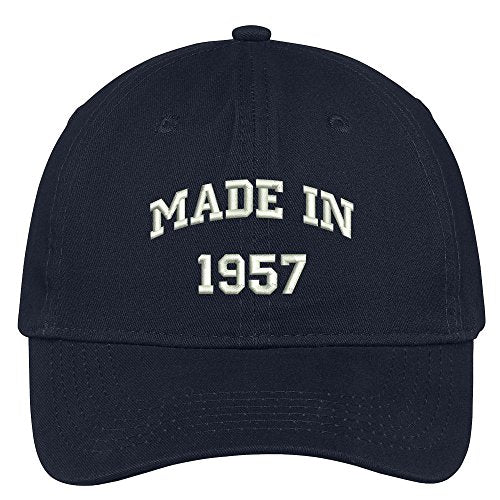 Trendy Apparel Shop Made in 1957-62nd Birthday Embroidered Brushed Cotton Baseball Cap