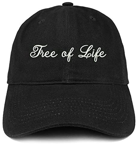 Trendy Apparel Shop Tree of Life Script Embroidered Soft Crown 100% Brushed Cotton Cap