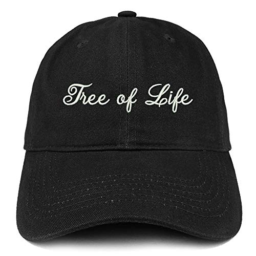 Trendy Apparel Shop Tree of Life Script Embroidered Soft Crown 100% Brushed Cotton Cap