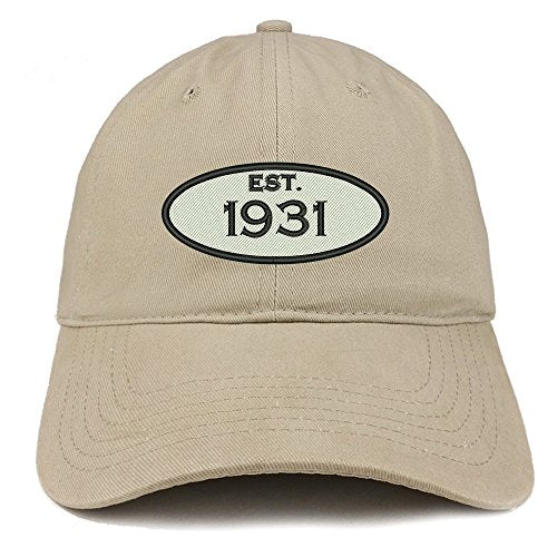 Trendy Apparel Shop Established 1931 Embroidered 90th Birthday Gift Soft Crown Cotton Cap