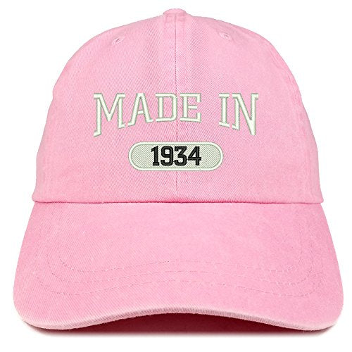 Trendy Apparel Shop Made in 1934 Embroidered 87th Birthday Washed Baseball Cap