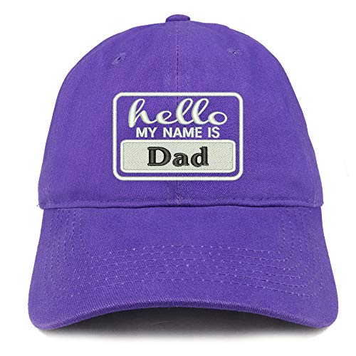 Trendy Apparel Shop Hello My Name is Dad Soft Crown 100% Brushed Cotton Cap