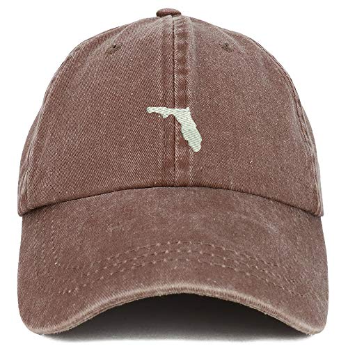 Trendy Apparel Shop Florida State Map Embroidered Washed Cotton Adjustable Cap
