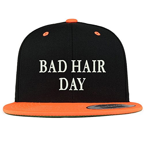 Trendy Apparel Shop Bad Hair Day Embroidered Premium 2-Tone Flat Bill Snapback Cap