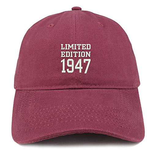 Trendy Apparel Shop Limited Edition 1947 Embroidered Birthday Gift Brushed Cotton Cap