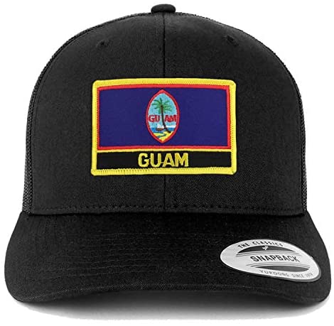 Trendy Apparel Shop Flexfit XXL Guam Flag Retro Trucker Mesh Cap
