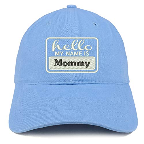 Trendy Apparel Shop Hello My Name is Mommy Soft Crown 100% Brushed Cotton Cap