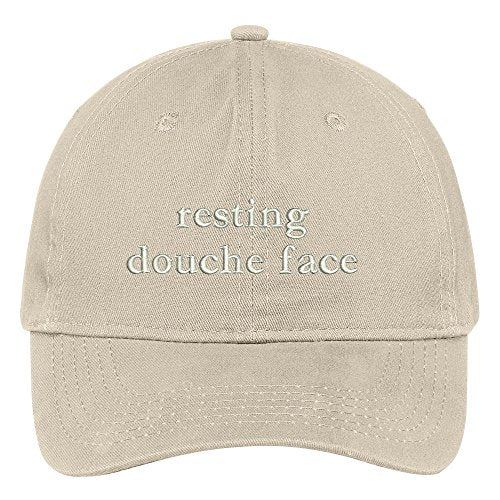 Trendy Apparel Shop Resting Douche Face Embroidered Soft Crown 100% Brushed Cotton Cap