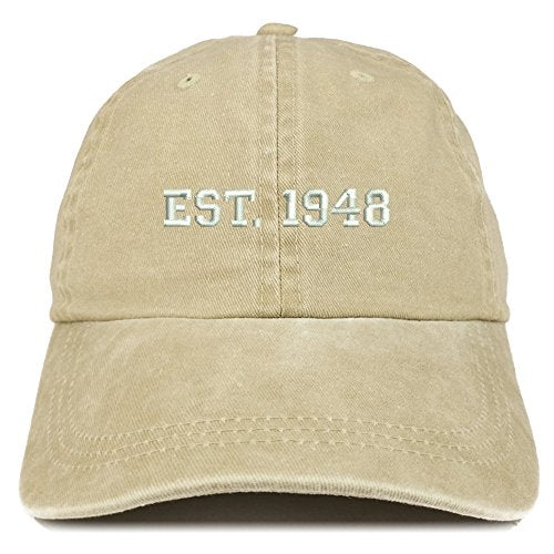 Trendy Apparel Shop EST 1948 Embroidered - 73rd Birthday Gift Pigment Dyed Washed Cap