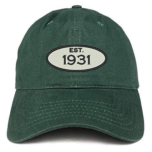 Trendy Apparel Shop 90th Birthday Established 1931 Soft Crown Brushed Cotton Cap