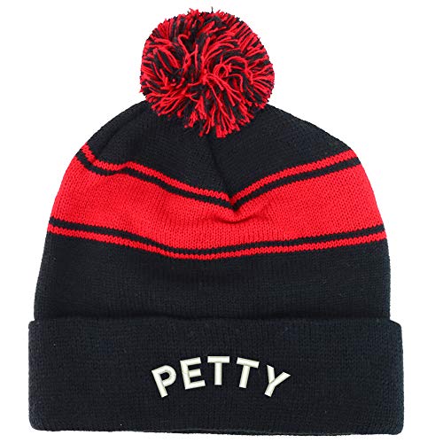 Trendy Apparel Shop Petty Embroidered Two Tone Pom Striped Long Beanie Hat