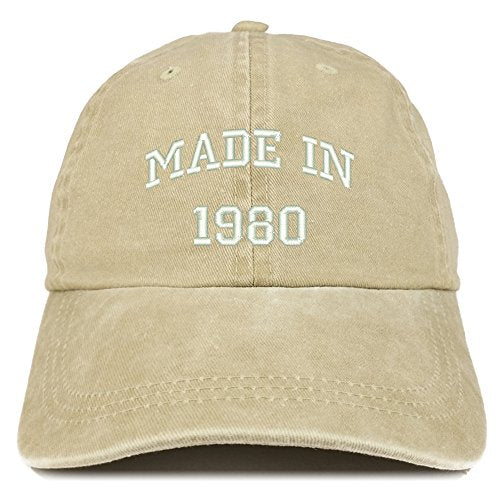 Trendy Apparel Shop Made in 1980 Text Embroidered 41st Birthday Washed Cap