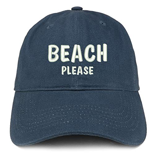 Trendy Apparel Shop Beach Please Embroidered Soft Crown 100% Brushed Cotton Cap