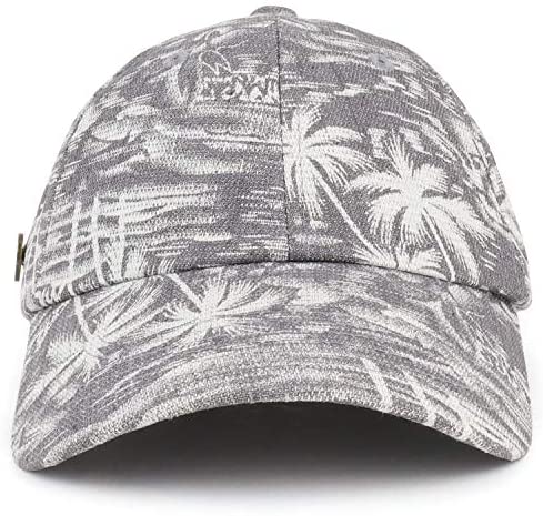 Trendy Apparel Shop Tropical Palm Tree Pattern Unstructured Denim Baseball Cap