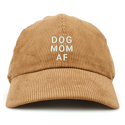 Trendy Apparel Shop Dog Mom AF Cotton Corduroy Unstructured Baseball Cap