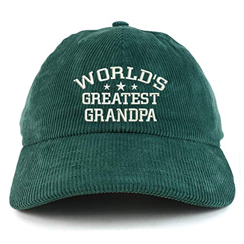 Trendy Apparel Shop World's Greatest Grandpa Corduroy Unstructured Baseball Cap